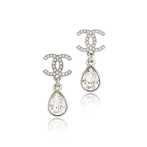 chanel earrings long silver|small silver Chanel earrings.